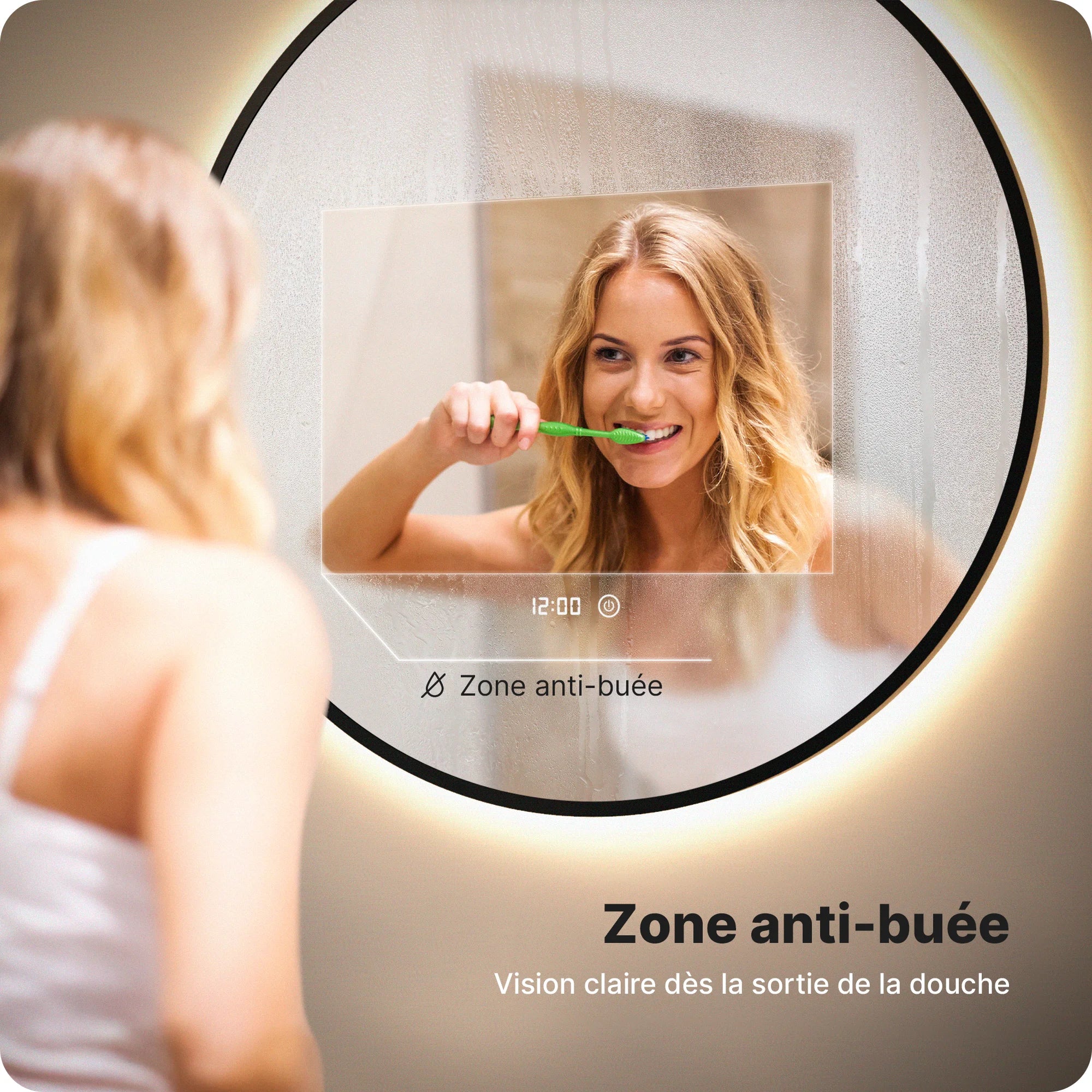 Miroir de salle de bain - 100cm - Cadre noir