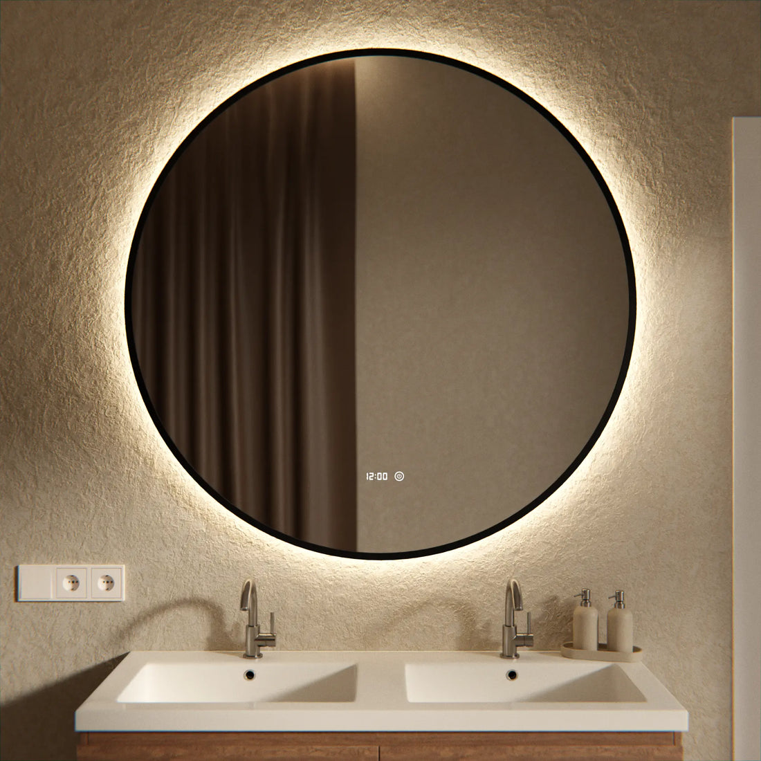 Miroir de salle de bains - 120 cm - Cadre noir