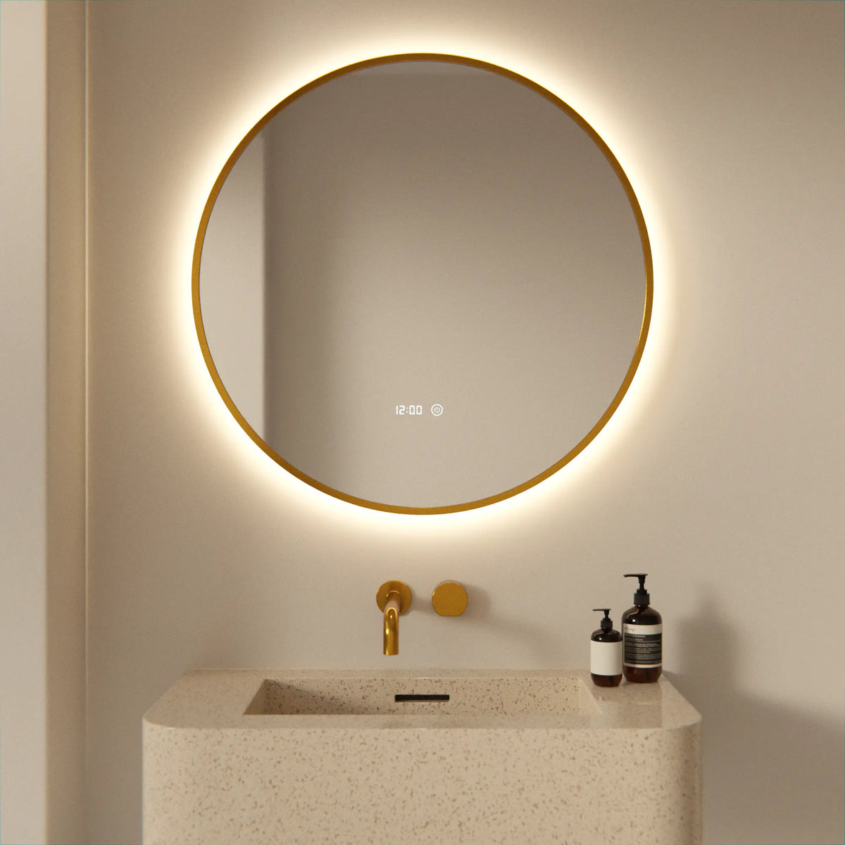Miroir de salle de bains - 80 cm - Cadre Doré - Précommander