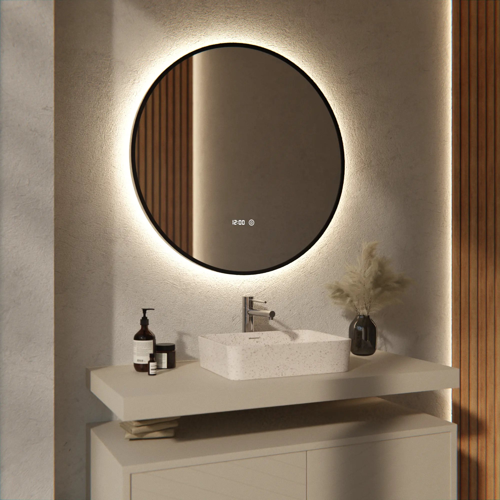 Miroir de Salle de Bain - 80cm - Cadre Noir