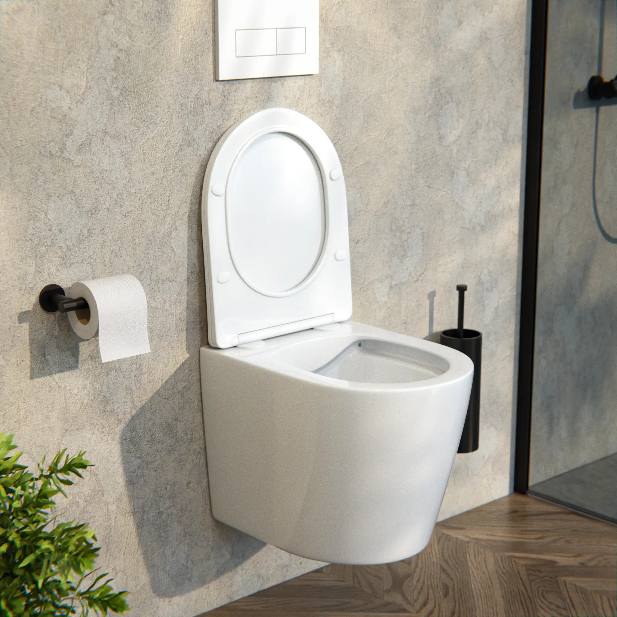 WC suspendu Varo - sans bride - abattant Soft-Close - blanc brillant