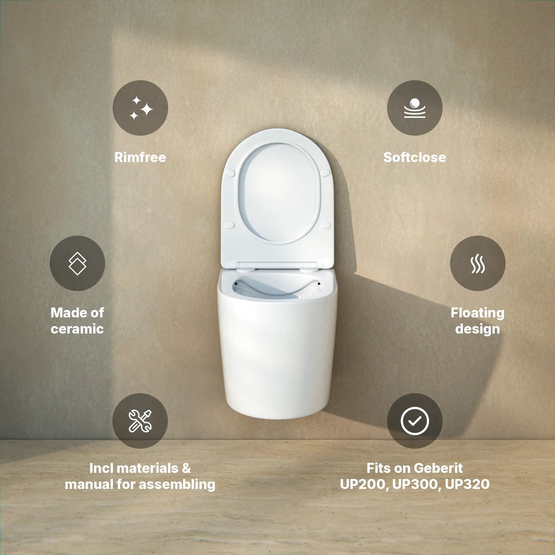 WC Suspendu Varo - Sans Bride - Abattant Soft-Close - Blanc Brillant