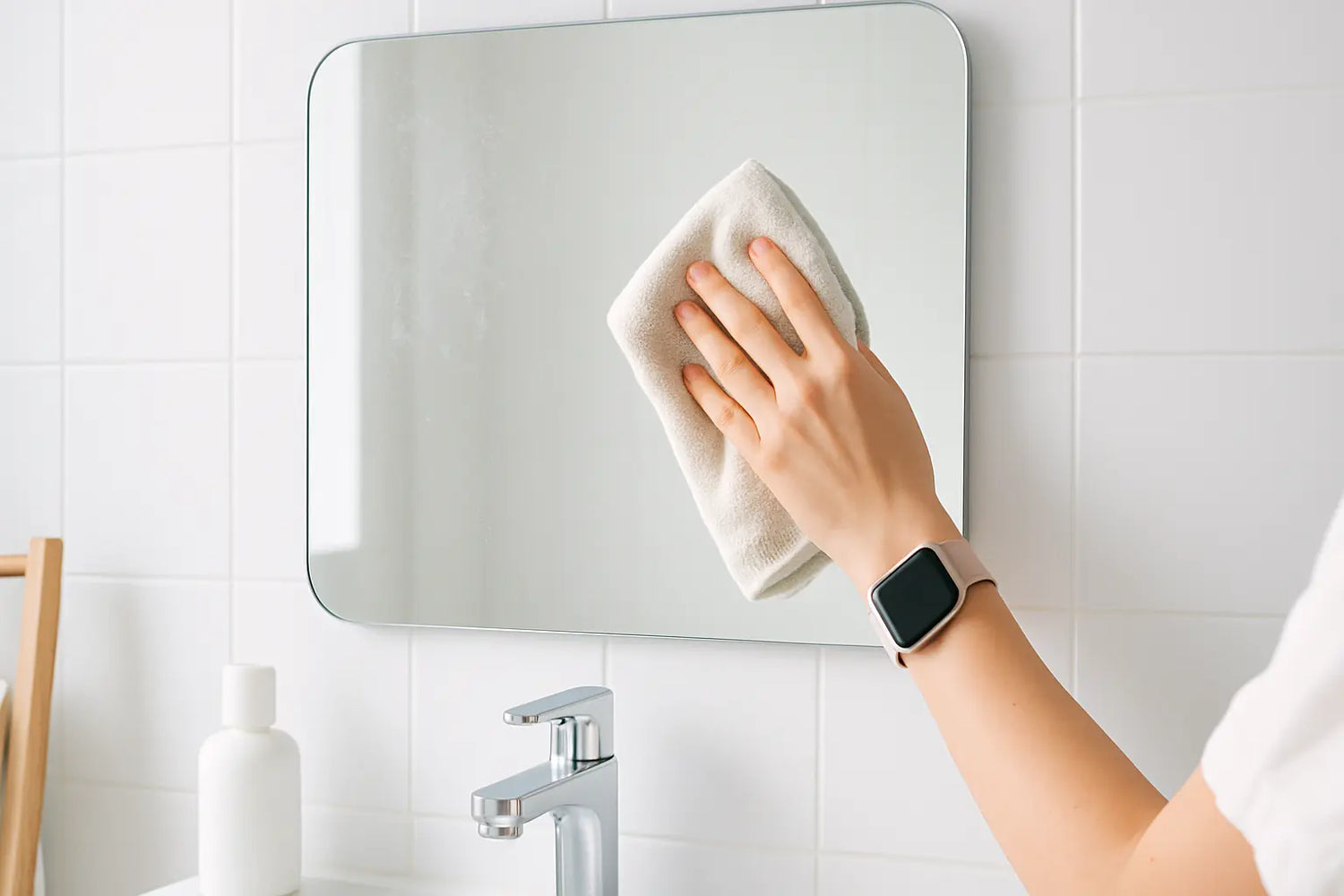 Comment enlever le calcaire et les traces sur un miroir de salle de bains ?