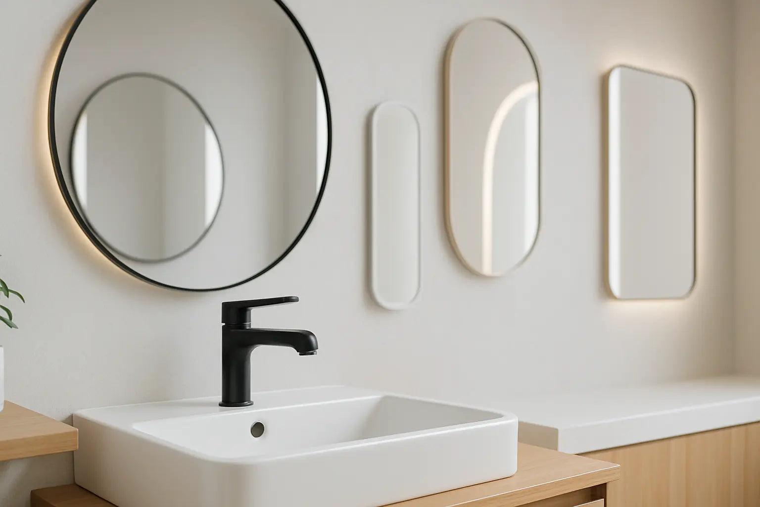 Quel miroir de salle de bains s'accorde avec des robinets noirs mats?