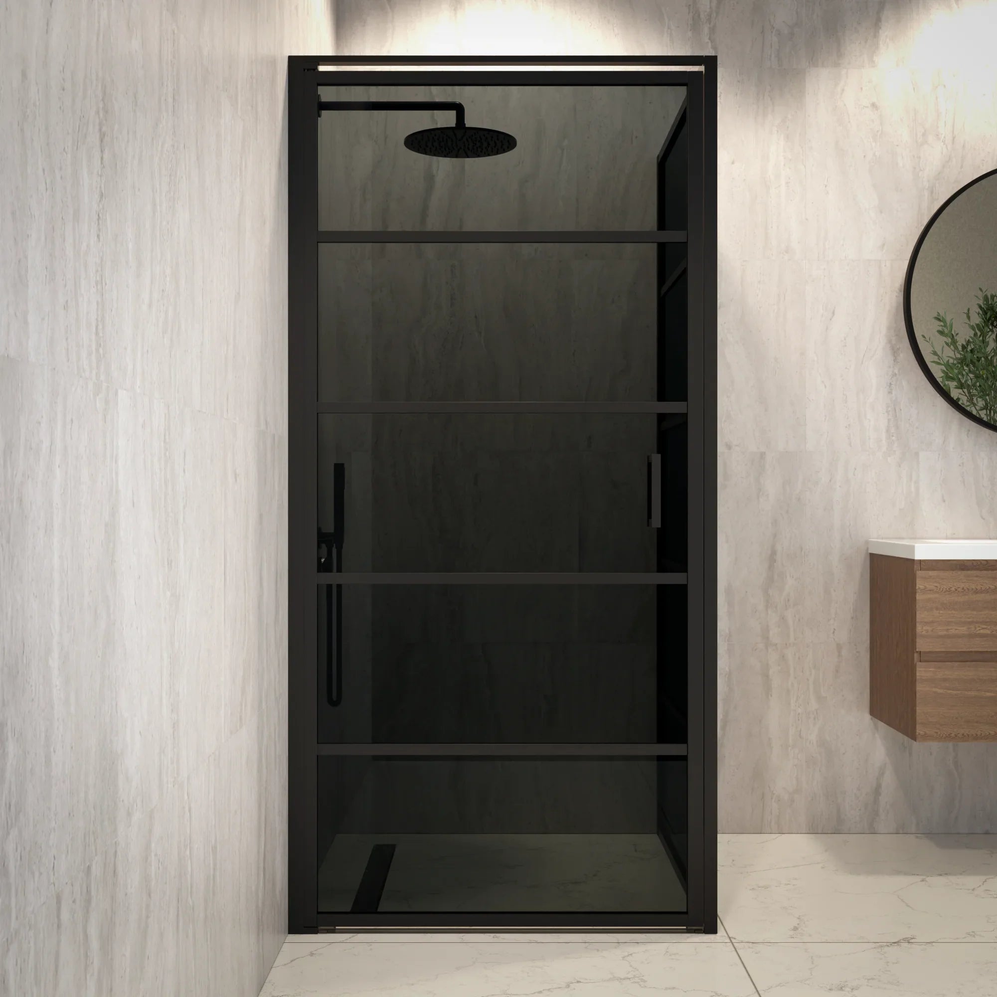 Paroi de douche Oris - 90 x 200 - Verre noir - Noir