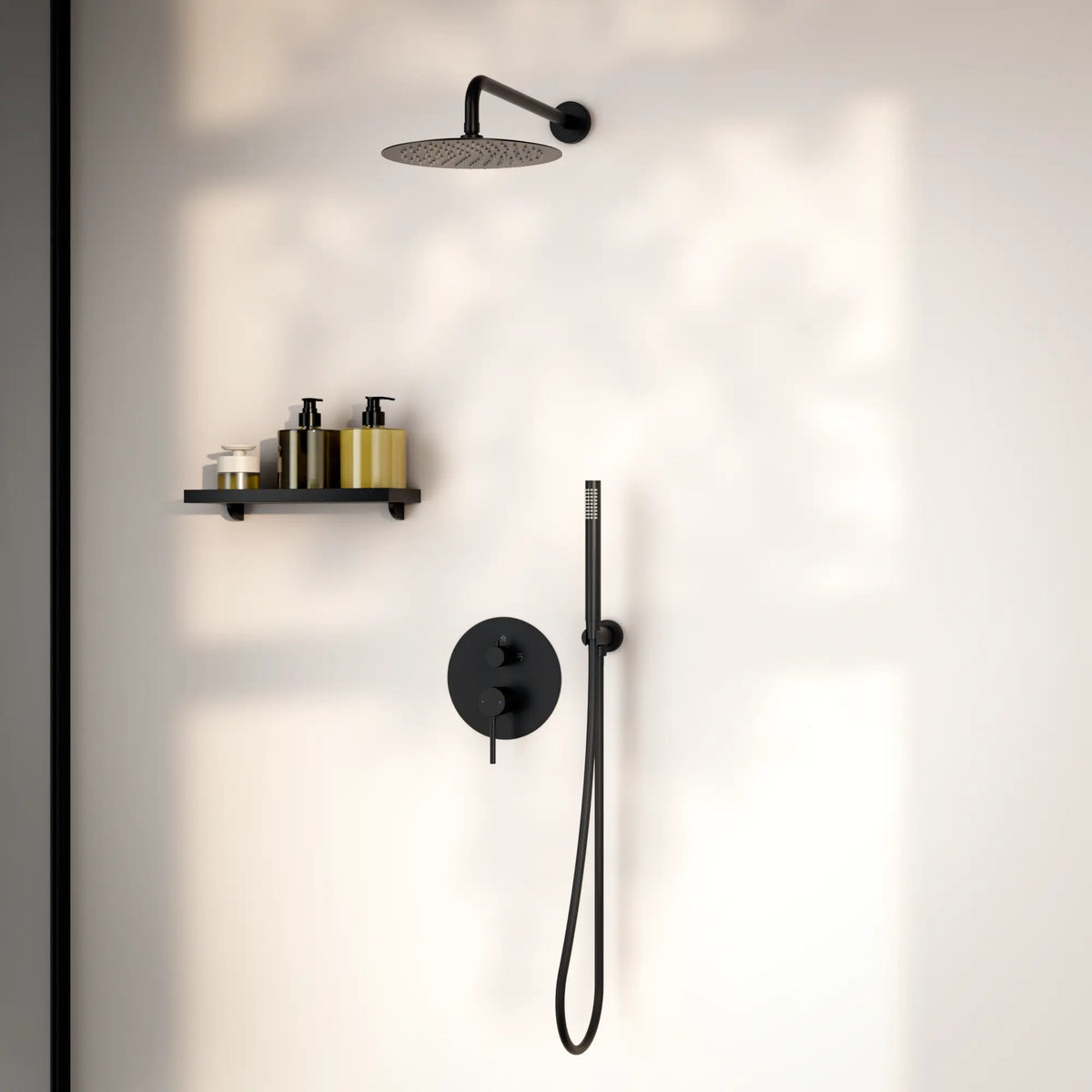 Douche de pluie encastrée Riva - noir mat avec robinet thermostatique - 25 cm - Précommander
