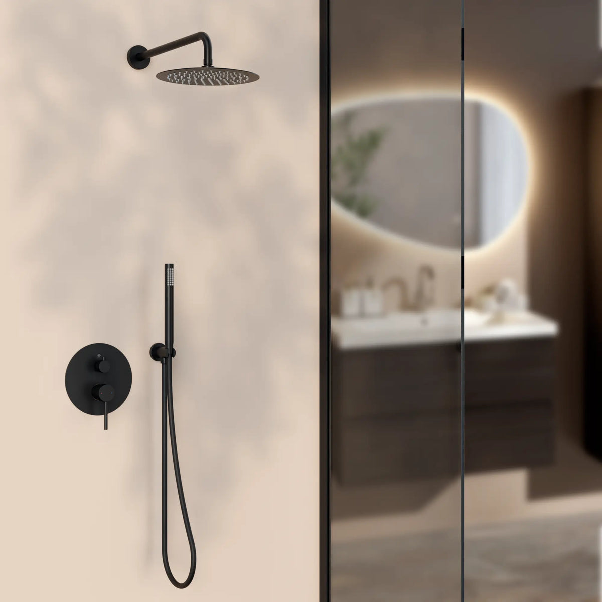 Douche de pluie encastrée Riva - noir mat avec robinet thermostatique - 25 cm - Précommander