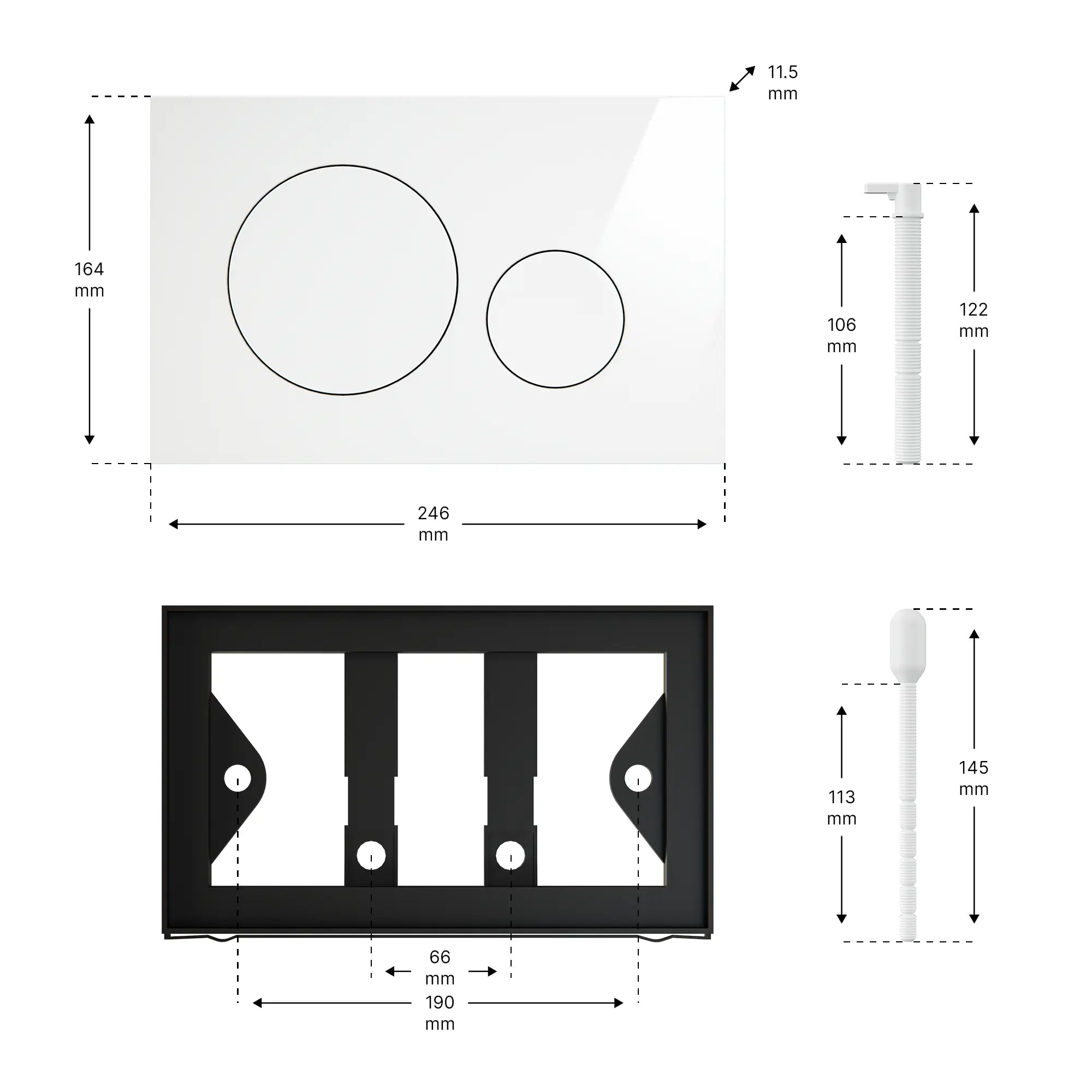 Mirlux Plaque de commande - blanc brillant- plastique ABS DualFlush - Précommander