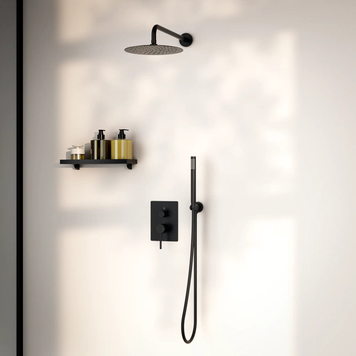 Douche pluie encastrée Daro - noir mat avec robinet thermostatique - 25 cm