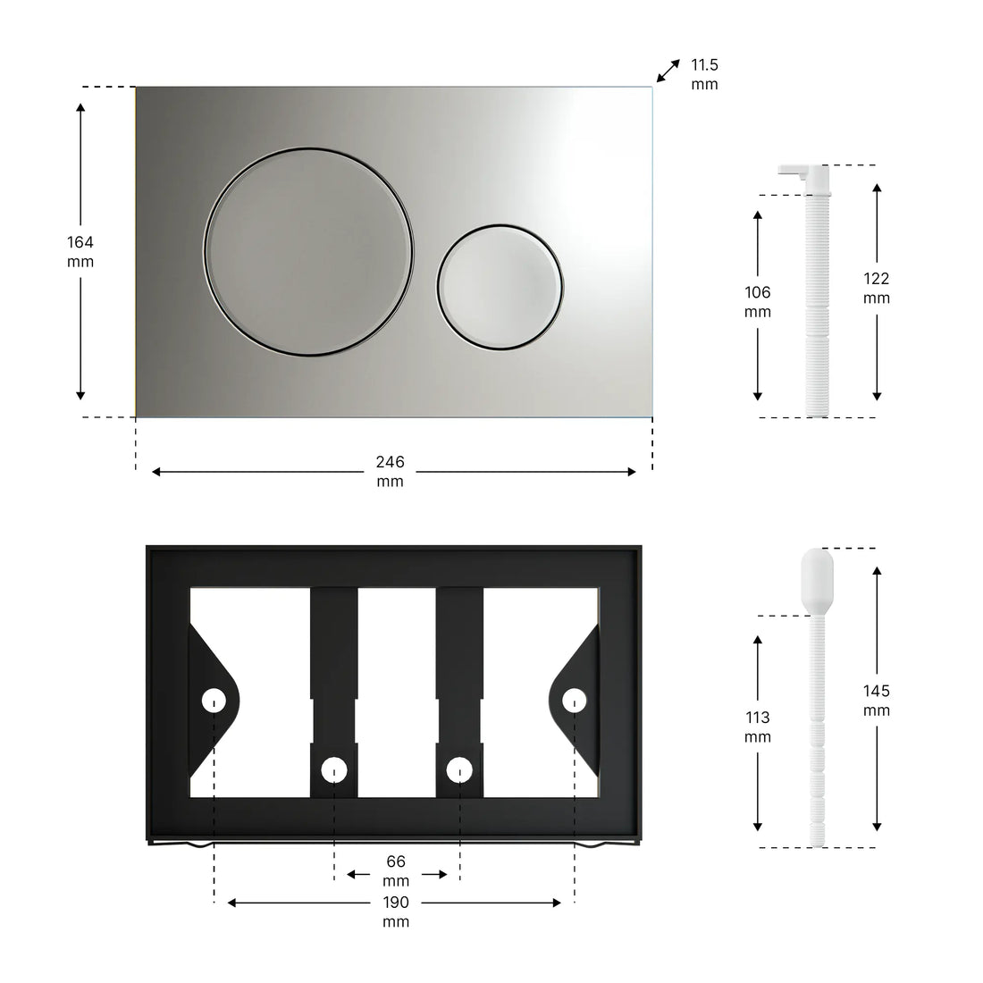 Mirlux Plaque de commande - Gris - ABS Plastique DualFlush