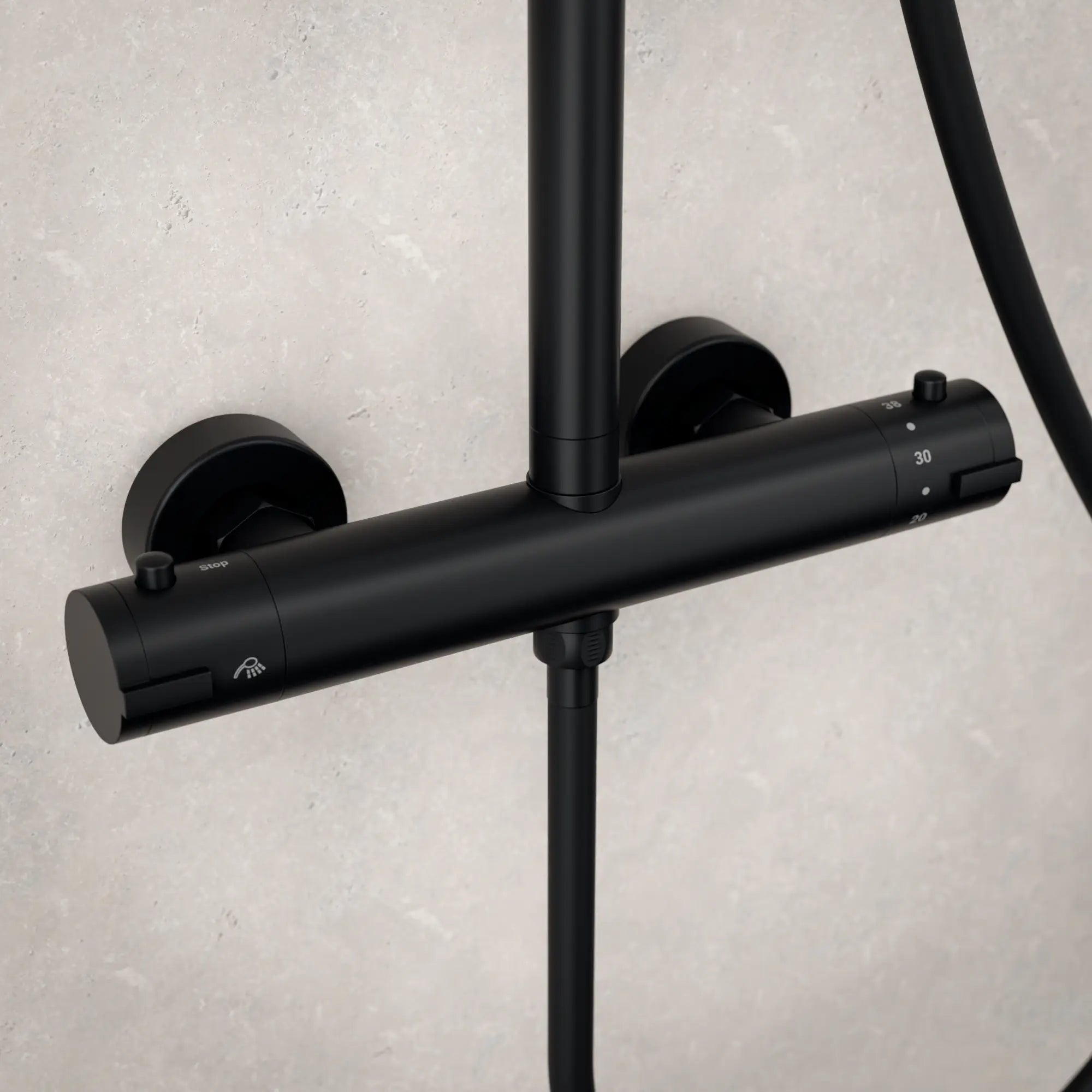 Douche de pluie Elin - Noir mat avec robinet thermostatique - 22 cm - Précommander