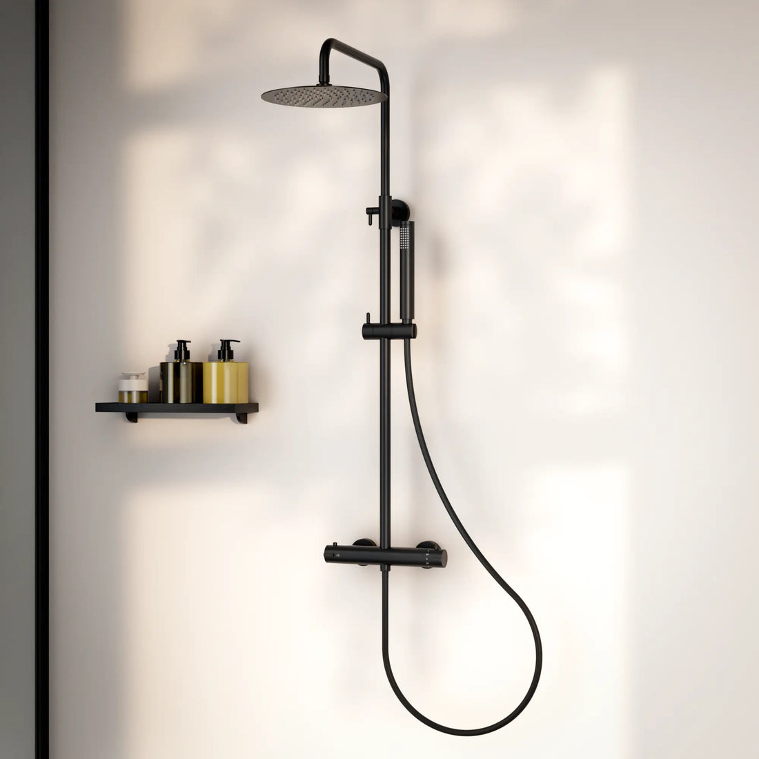 Douche de pluie Valo - Noir mat avec mitigeur thermostatique - 25 cm