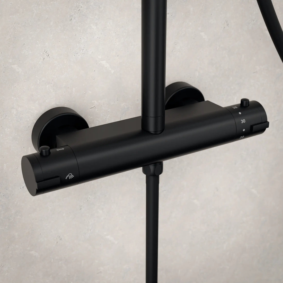 Douche de pluie Valo - Noir mat avec mitigeur thermostatique - 25 cm