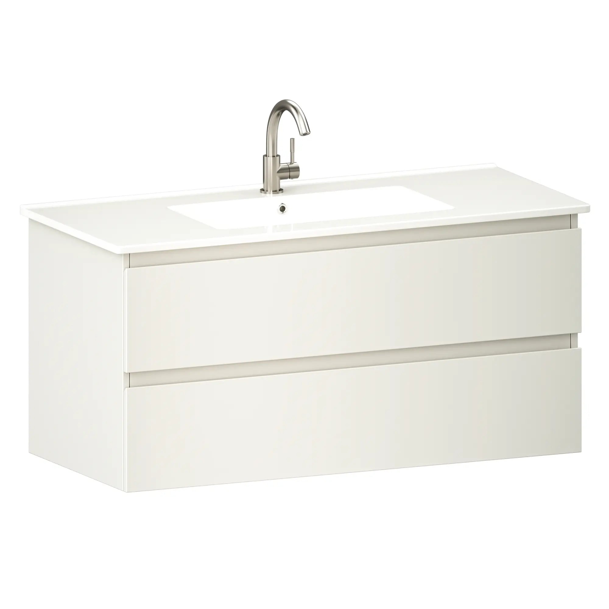 meuble de salle de bain Varo - 100 cm - Blanc - Lavabo blanc - PRÉCOMMANDE - Précommander