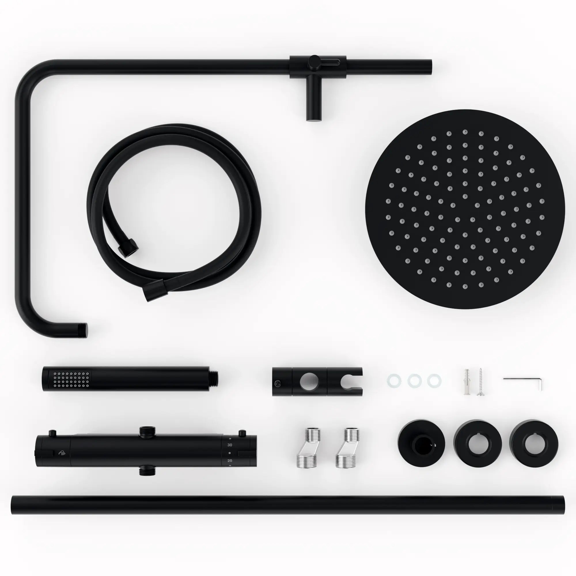 Douche de pluie Valo - Noir mat avec mitigeur thermostatique - 25 cm - Précommander