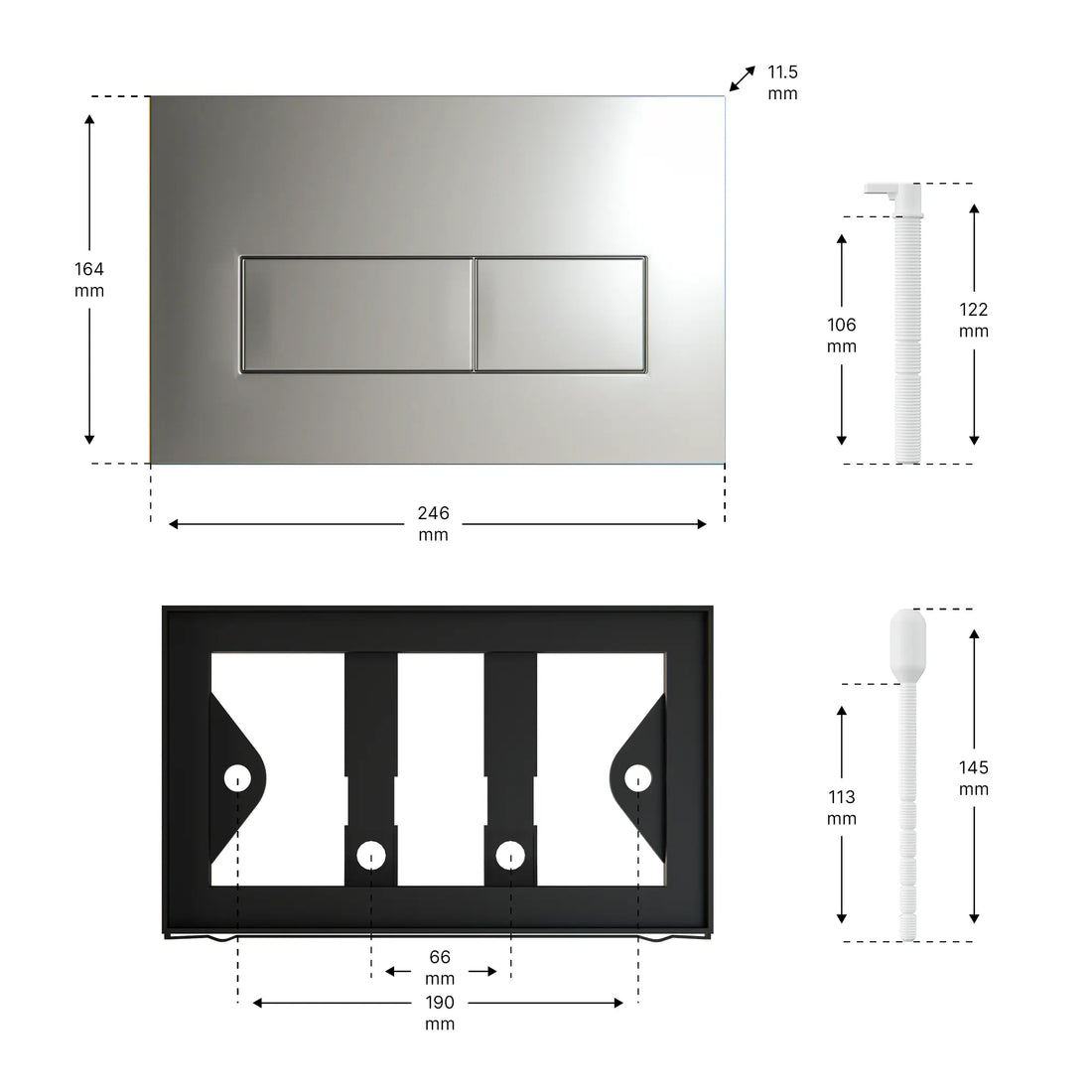 Mirlux Plaque de commande - Gris - ABS Plastique DualFlush