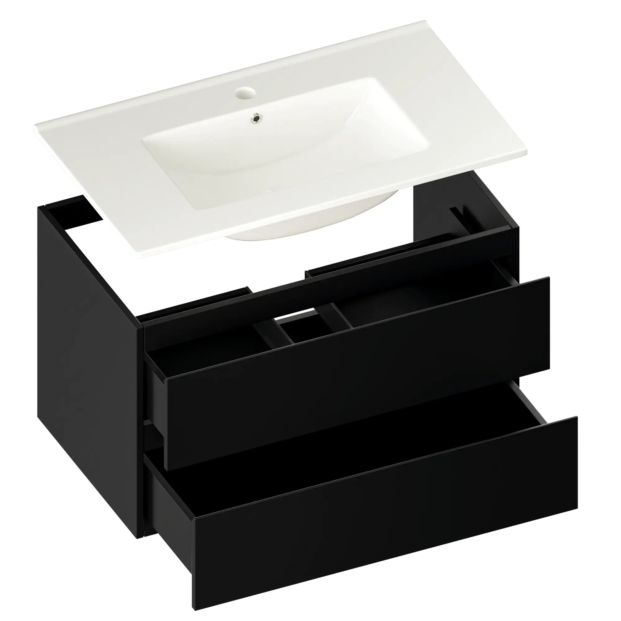 Meuble de salle de bain Luma - 80 cm - Noir - Lavabo blanc - Précommander