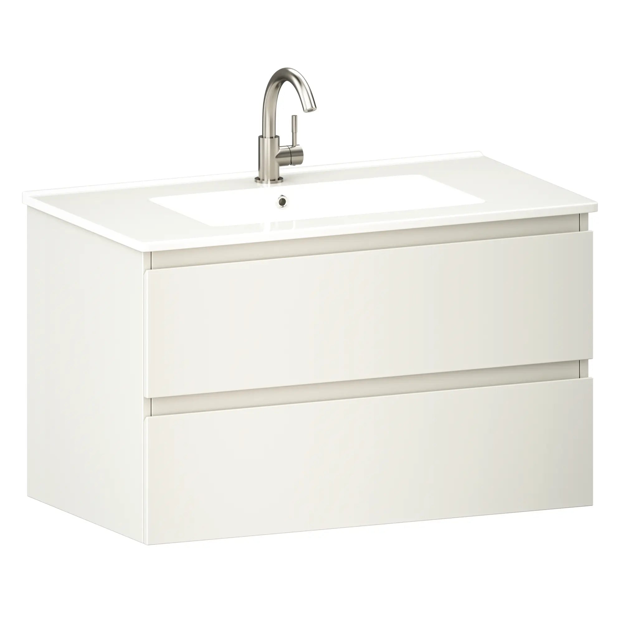 Meuble de salle de bain Luma - 80 cm - Blanc - Lavabo blanc - Précommander