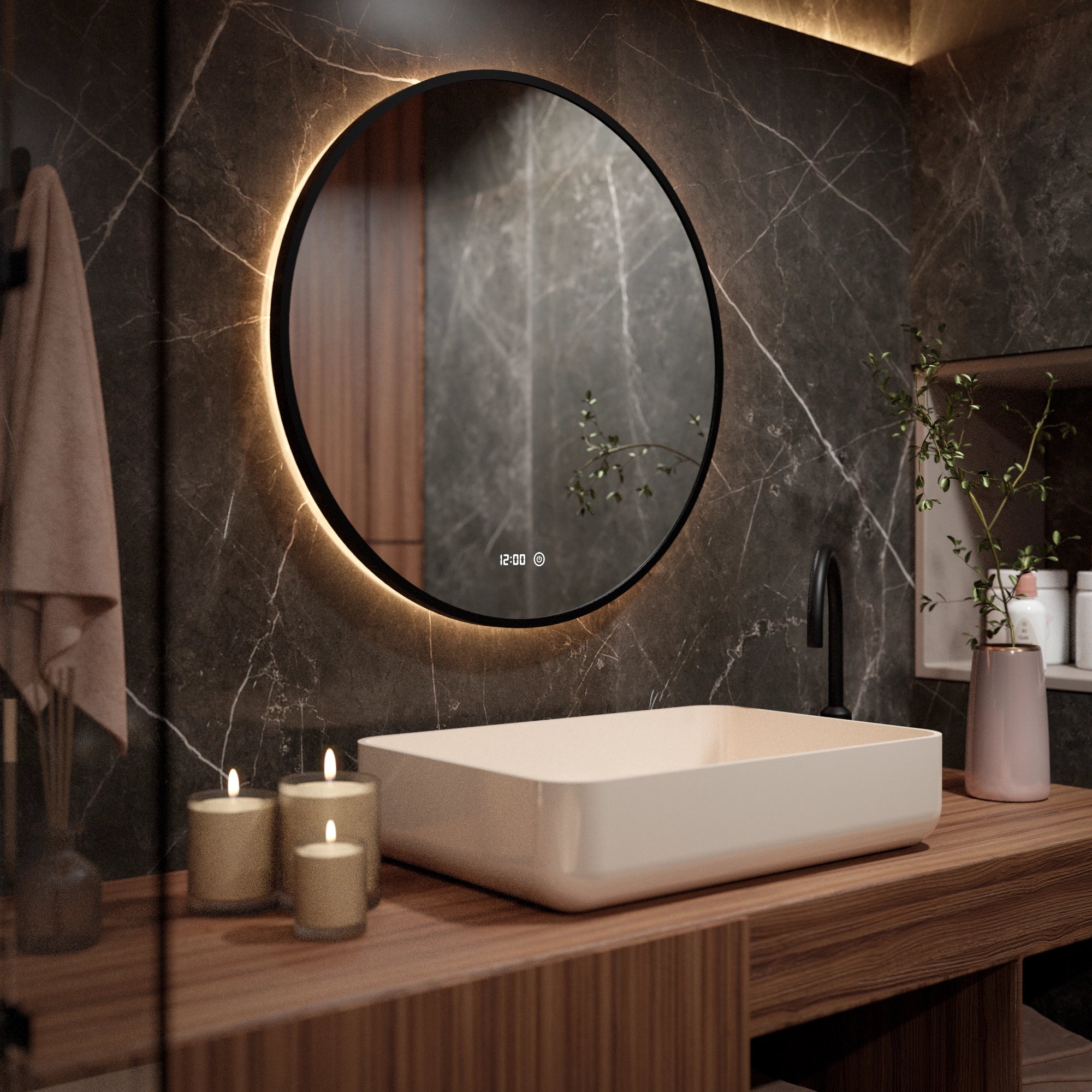 Miroir de salle de bain - 100cm - Cadre noir