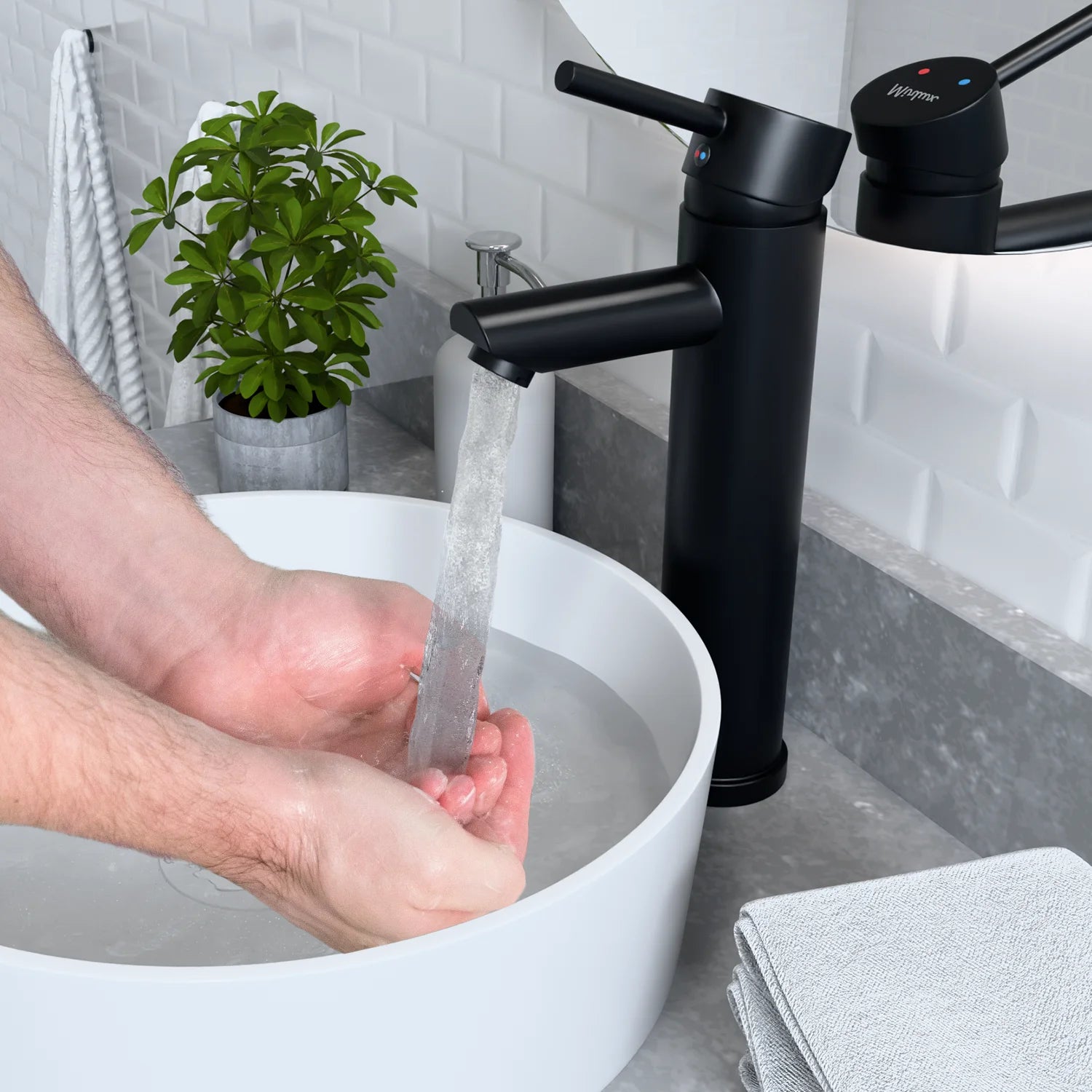 Mitigeur de lavabo – WC – Noir [EIRENE]