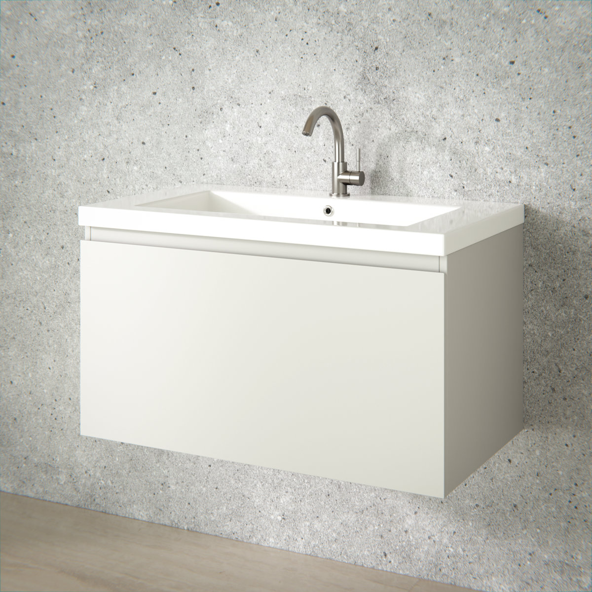 meuble de salle de bain Niko - 80 cm - Taupe - lavabo blanc