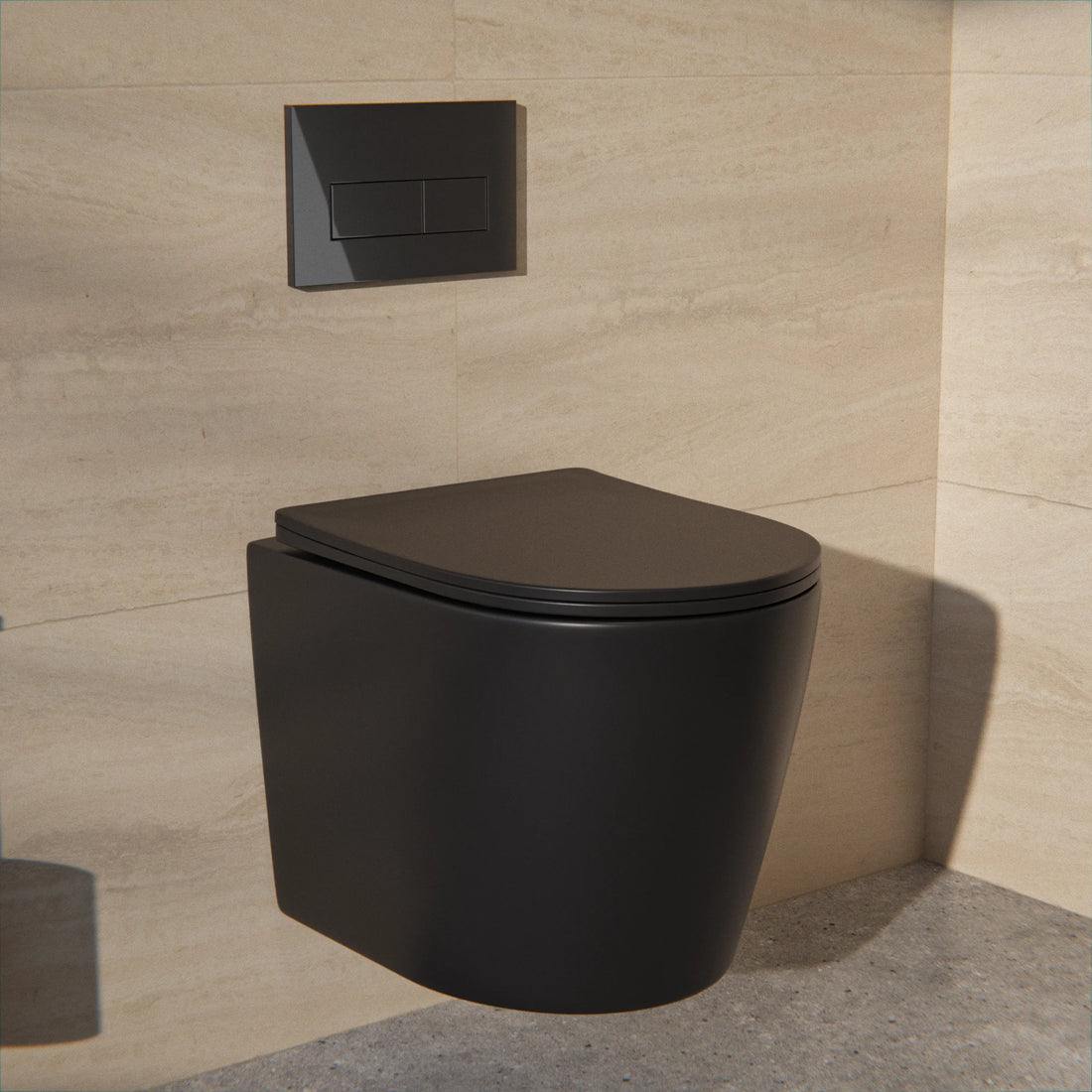 WC Suspendu Varo - Sans Bride - Abattant Soft-Close - Noir Mat