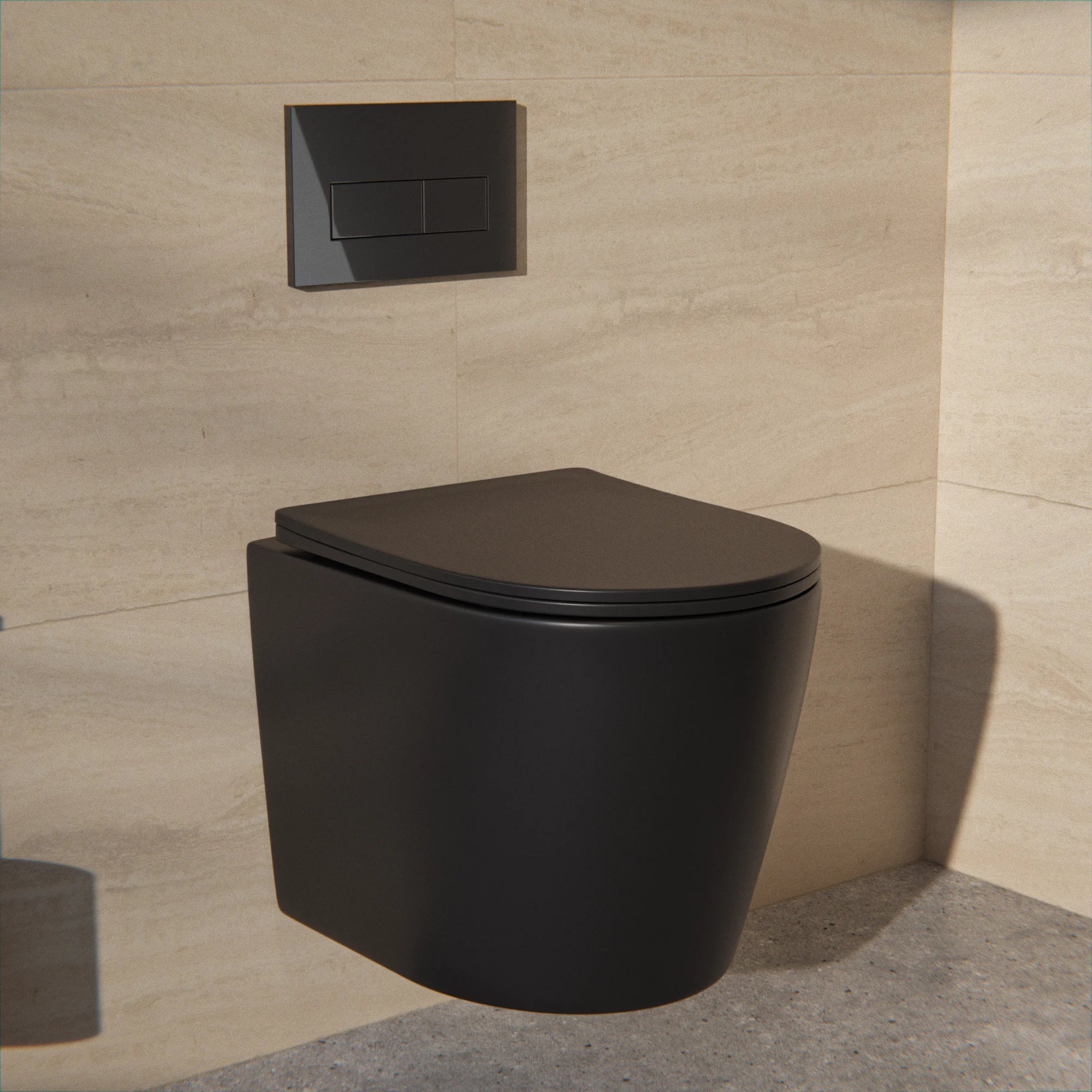 WC Suspendu Varo - Sans Bride - Abattant Soft-Close - Noir Mat