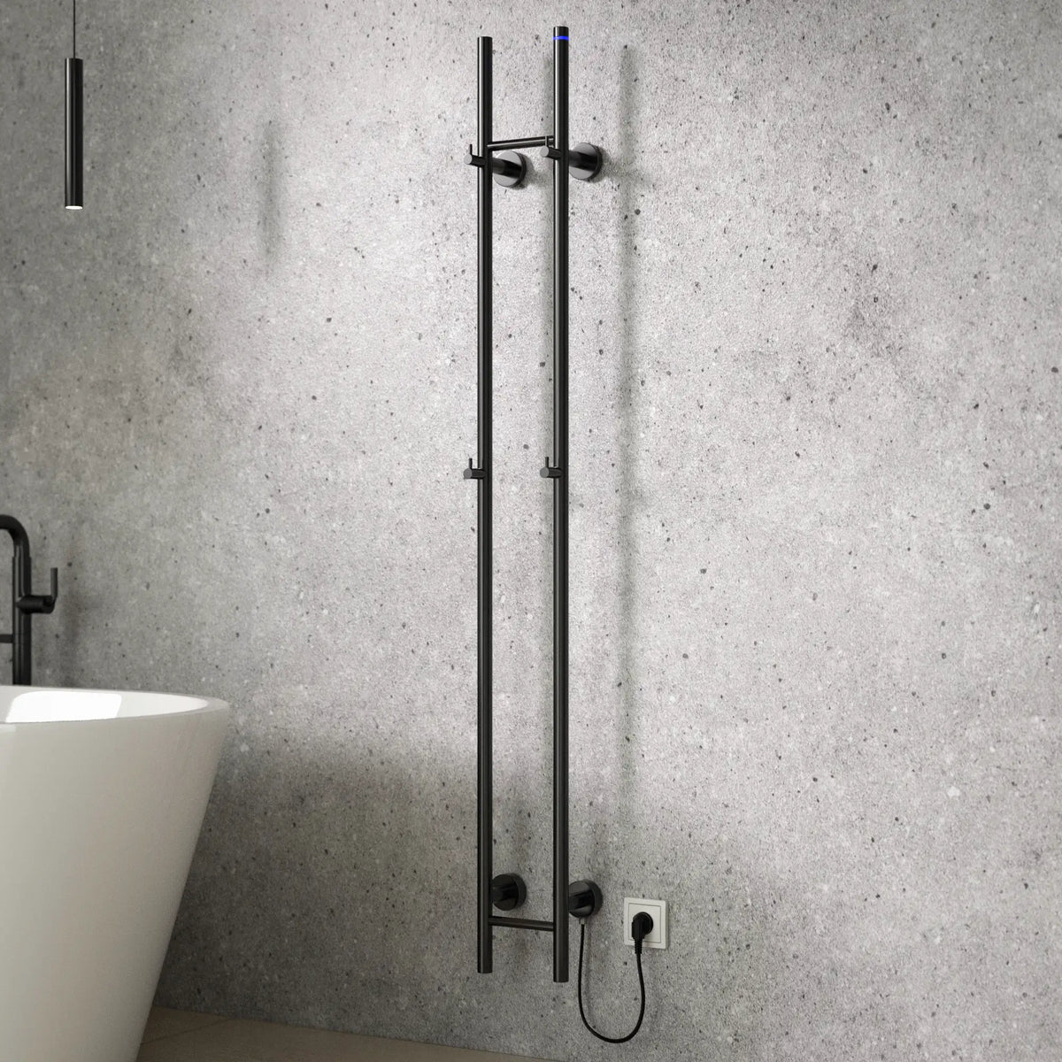 Sèche-serviettes électrique Double - 70 watts - 150x16.8 cm - Gunmetal