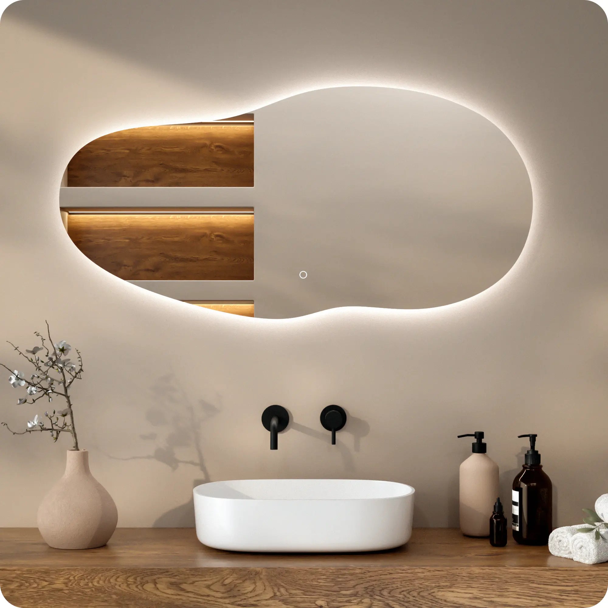 Miroir de salle de bain - 120x60 - Asymétrique - sans cadre