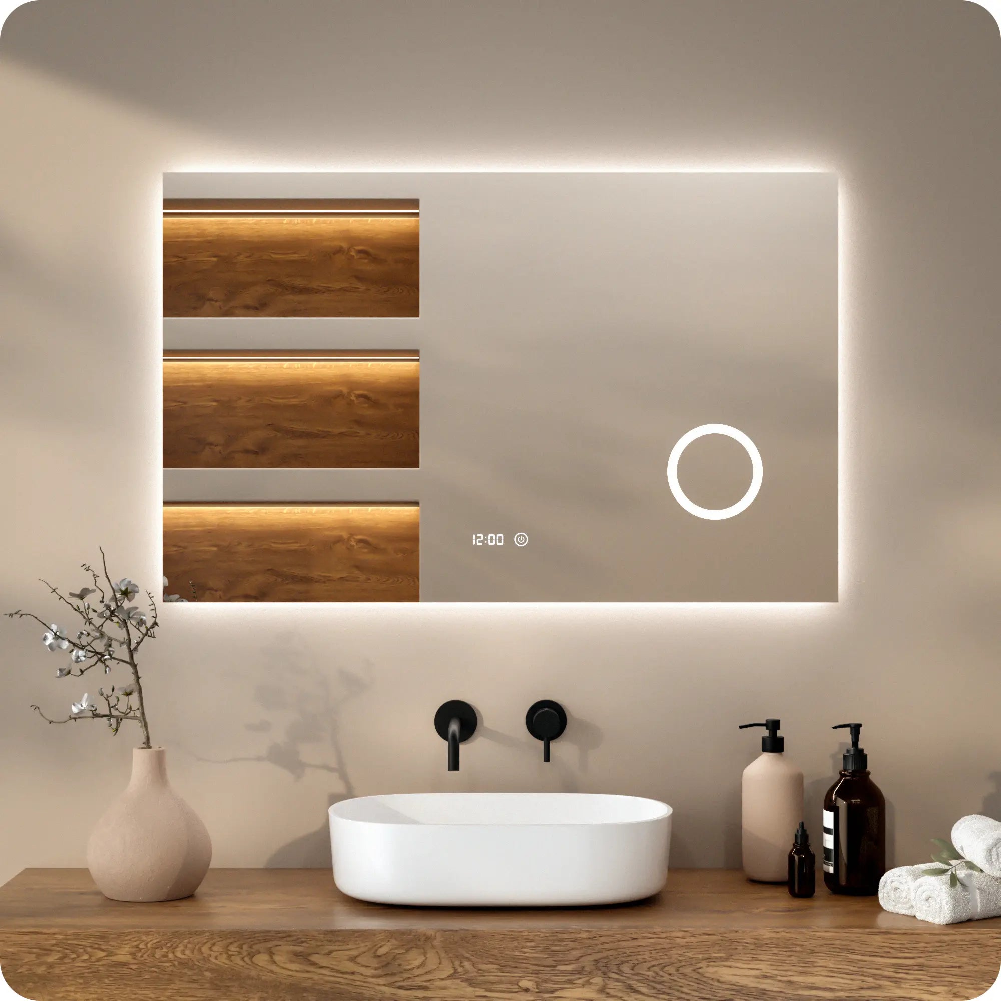 miroir de salle de bain - 110x70cm - rectangulaire - sans cadre
