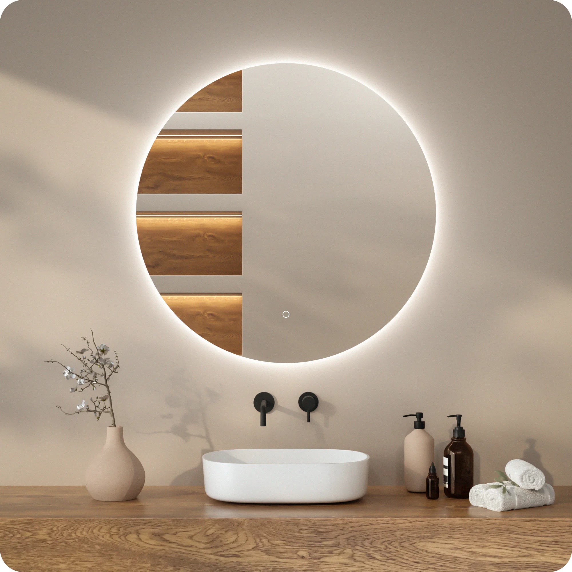 Miroir de salle de bains - 100 cm - Sans cadre