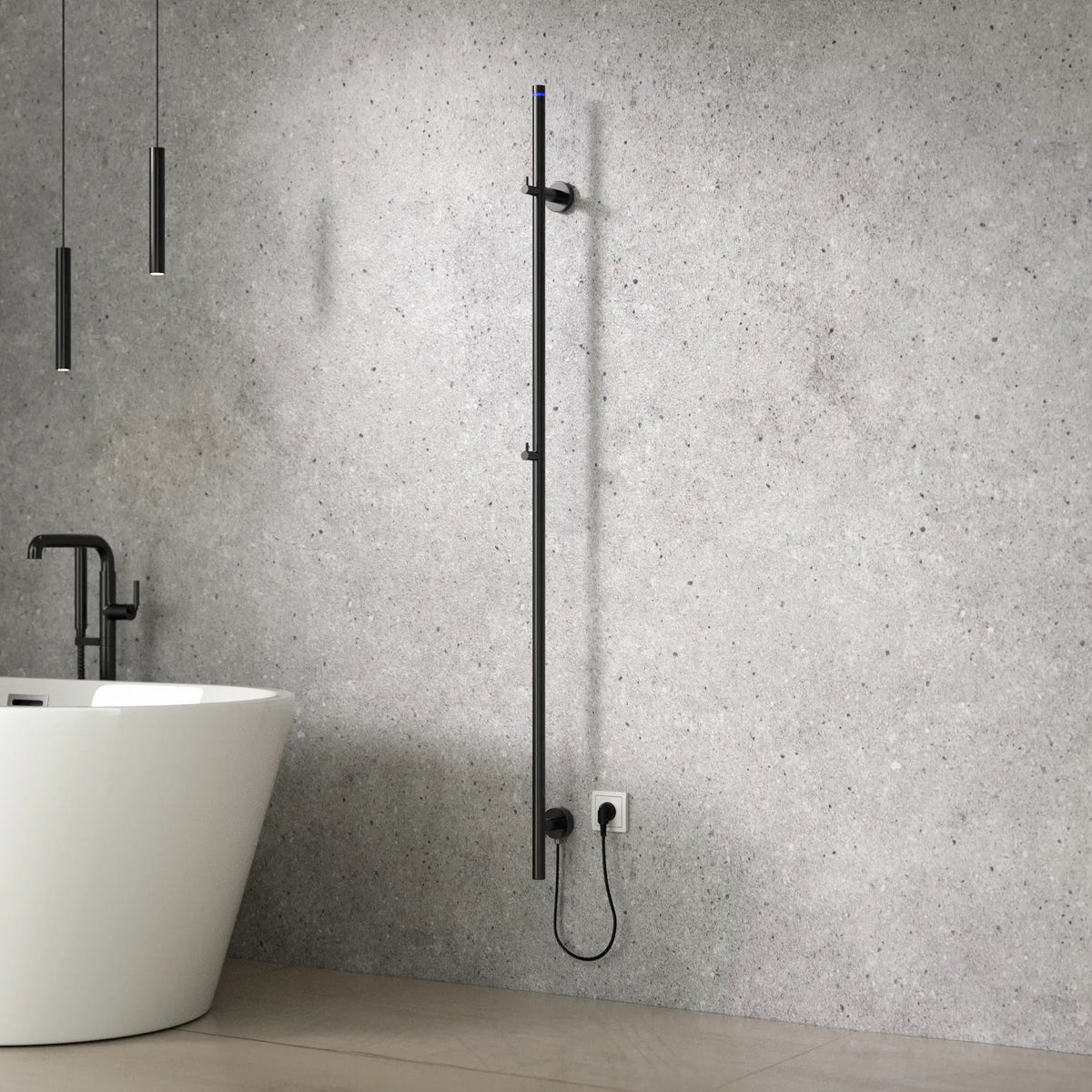 Barre sèche-serviettes électrique - 70 Watts - 150 cm - Gunmetal