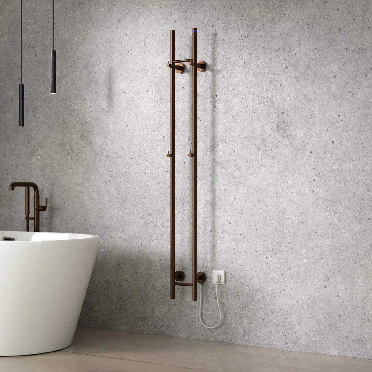 Sèche-serviettes électrique Double - 70 Watts - 150x16.8 cm - Cuivre