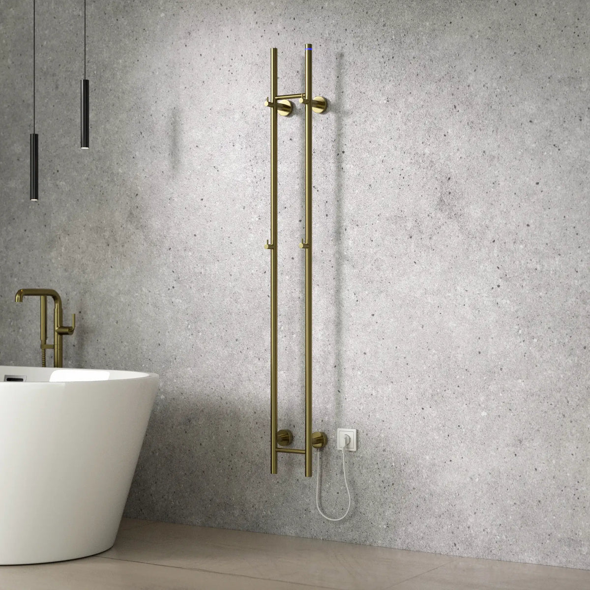 Sèche-serviettes électrique Double - 70 Watts - 150x16.8 cm - Doré