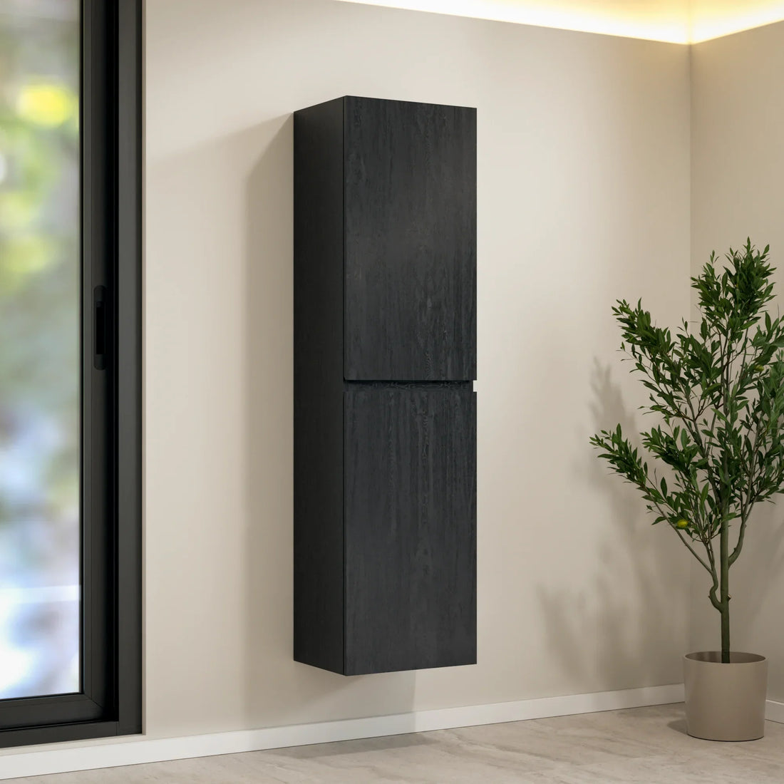 Ensemble de Meubles de salle de bain Montero – 100 cm – Chene Noir – Lavabo Blanc