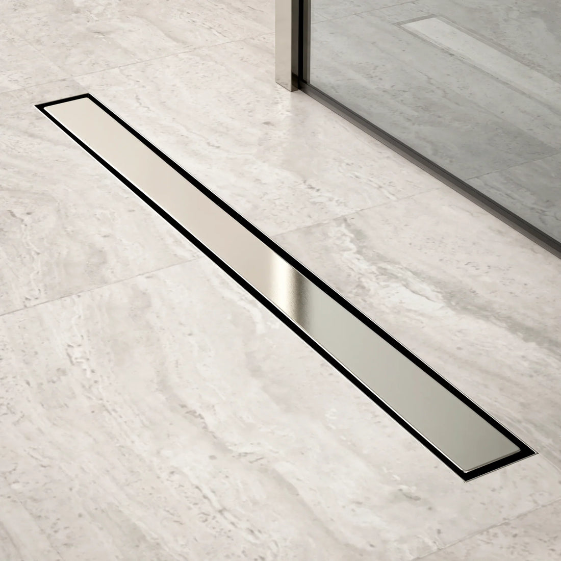 Caniveau de douche – 80 cm – Grille a carreaux – Acier inoxydable – avec bride - Précommander