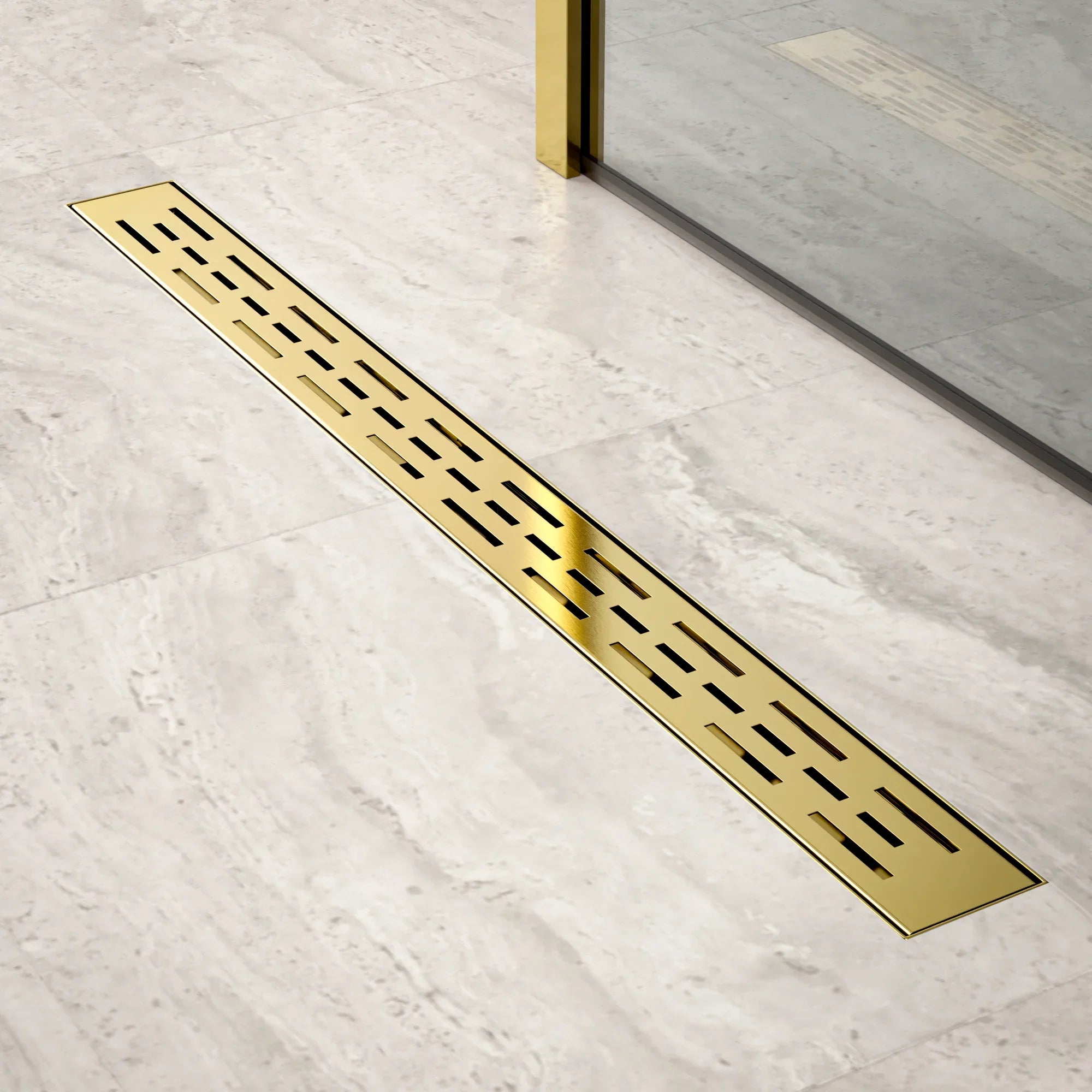 Caniveau de douche – 80 cm – Or – Grille standard – Acier inoxydable – avec bride