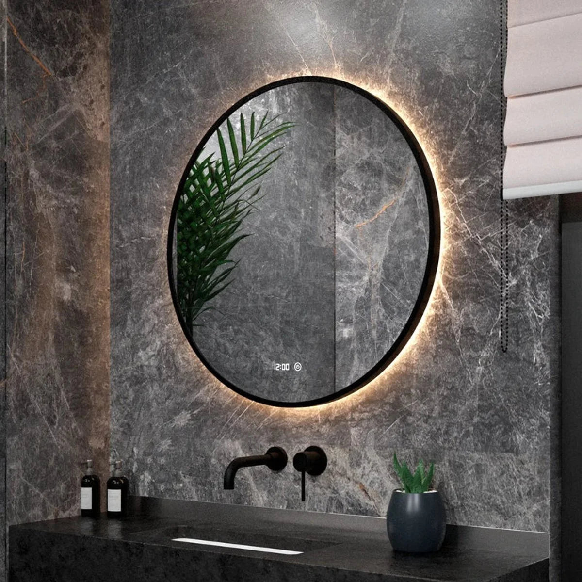 Miroir de Salle de Bain - 80cm - Cadre Noir