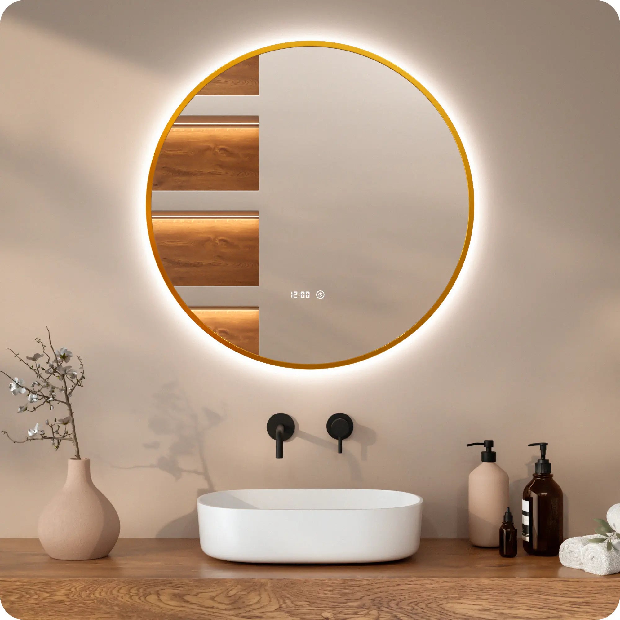 Miroir de salle de bains - 80 cm - Cadre Doré