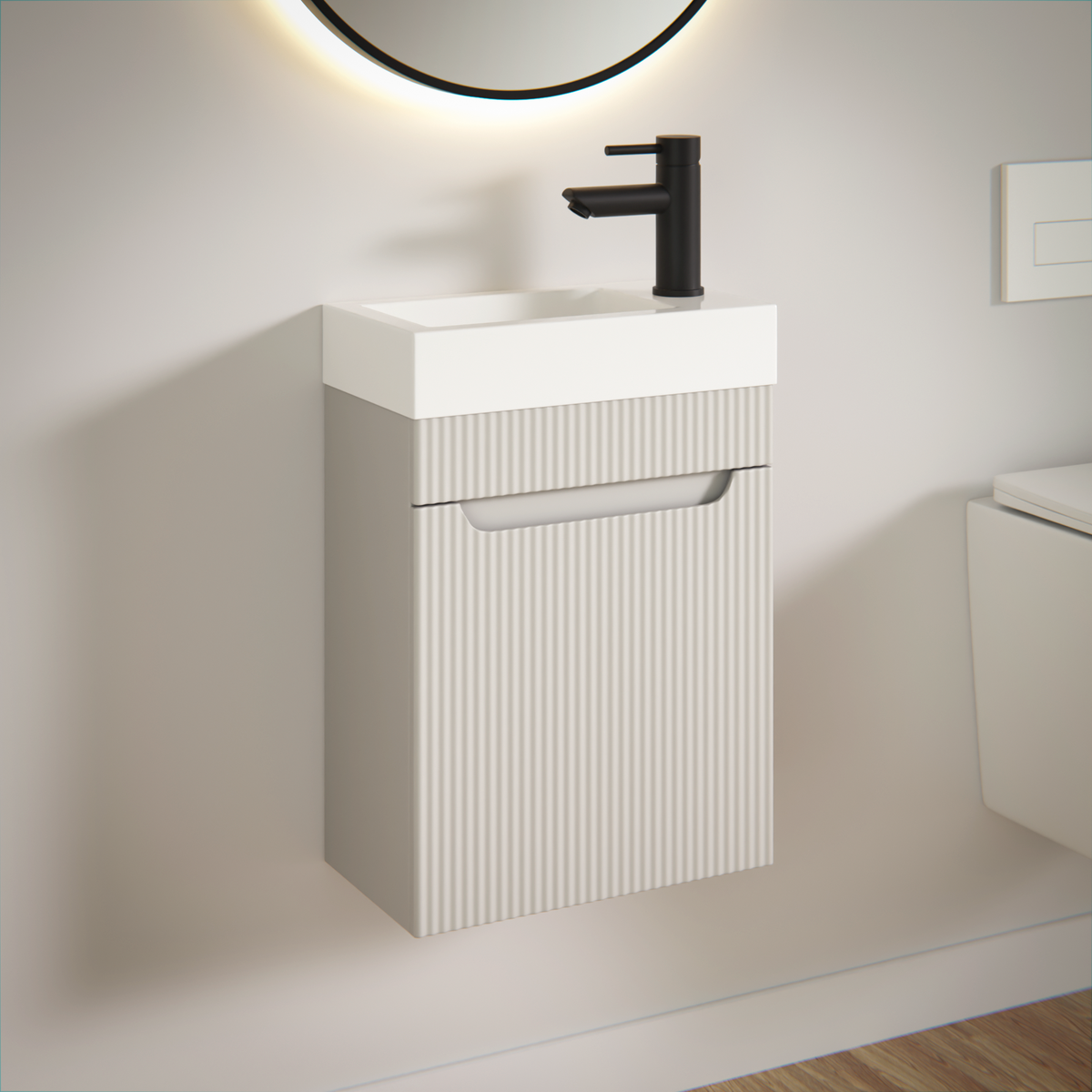 meuble de salle de bain Vivo - 40cm - Taupe - lavabo Blanc