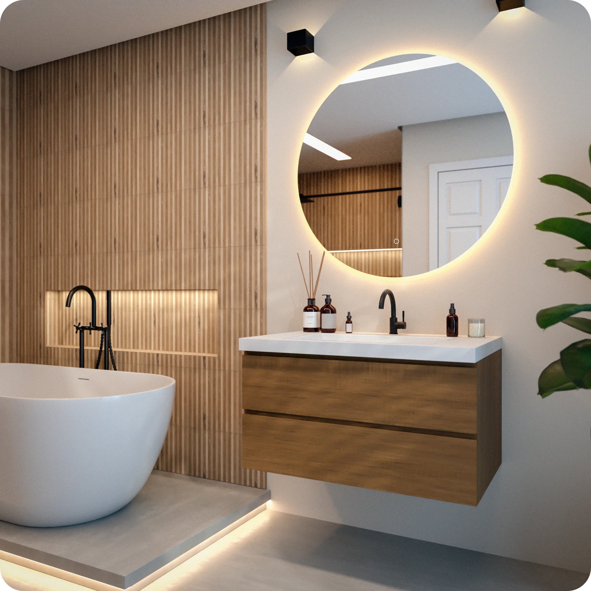 Miroir de salle de bains - 100 cm - Sans cadre