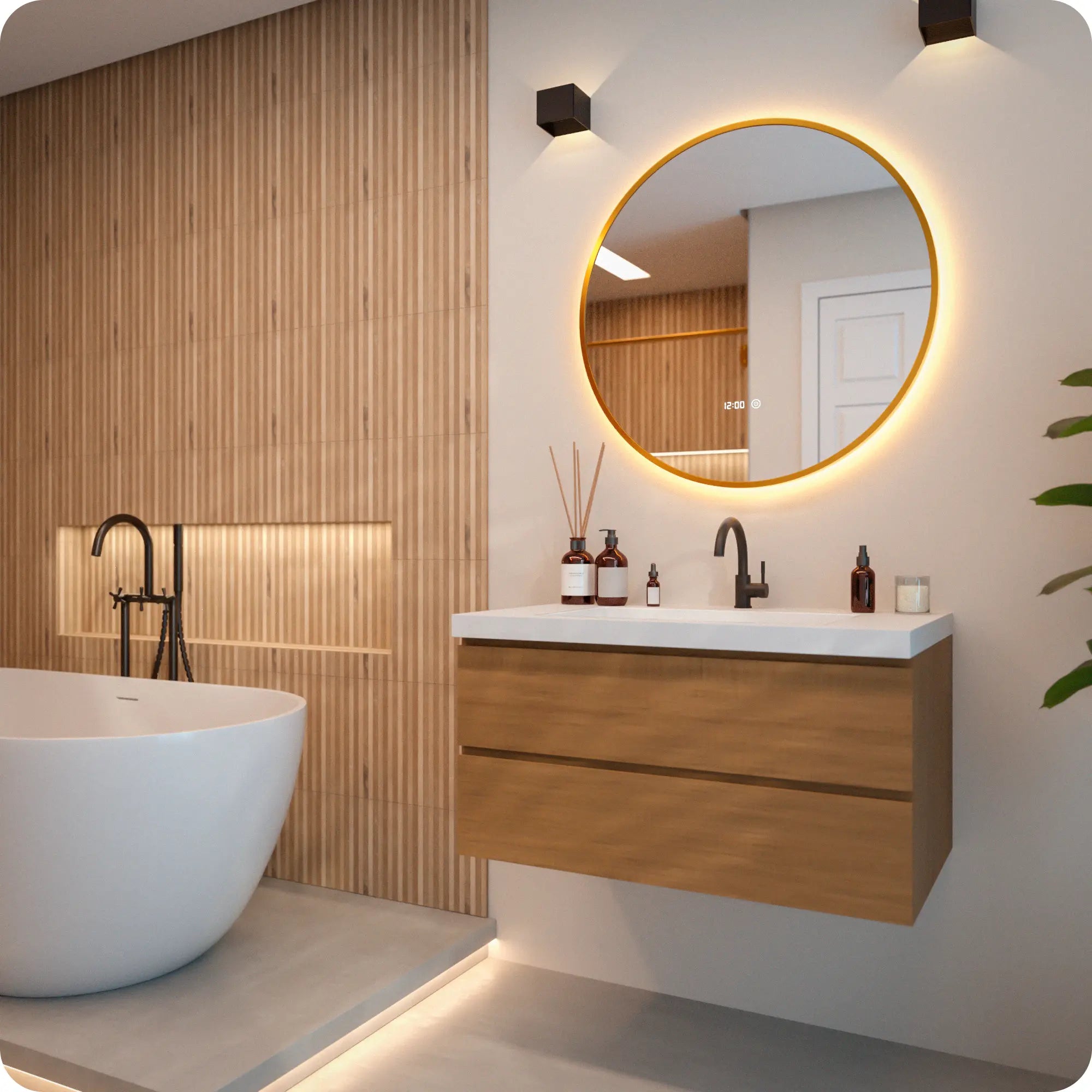 Miroir de salle de bains - 80 cm - Cadre Doré