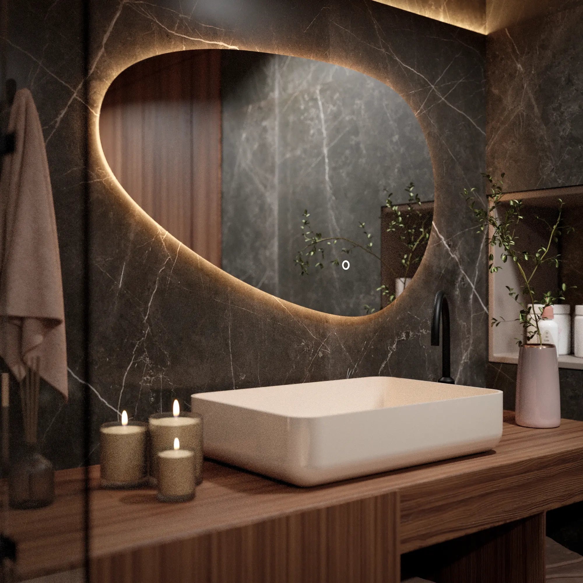 Miroir de salle de bain - 120x75cm Asymétrique - Sans cadre - PRE-ORDER