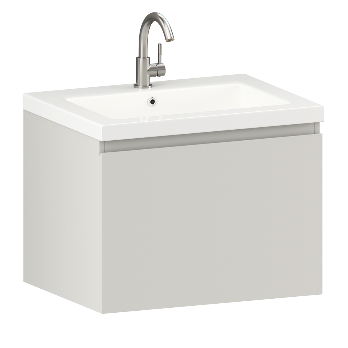 Meuble de salle de bain Vino - 60 cm - Taupe - Lavabo Blanc