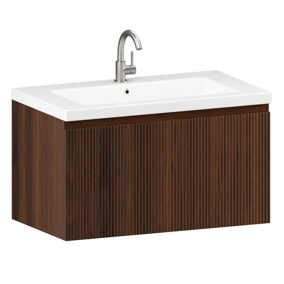meuble de salle de bain Niko - 80cm - noyer - lavabo blanc