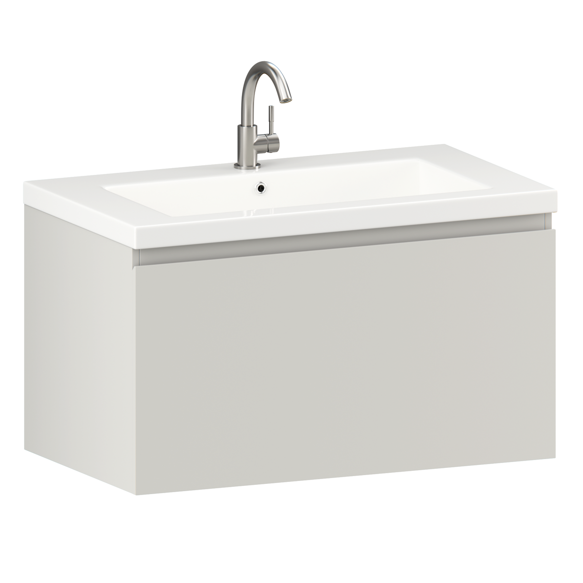 meuble de salle de bain Niko - 80 cm - Taupe - lavabo blanc
