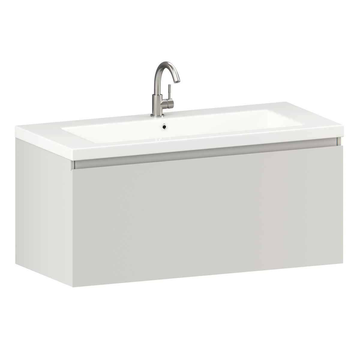 meuble de salle de bain Indy - 100 cm - Taupe - Lavabo Blanc
