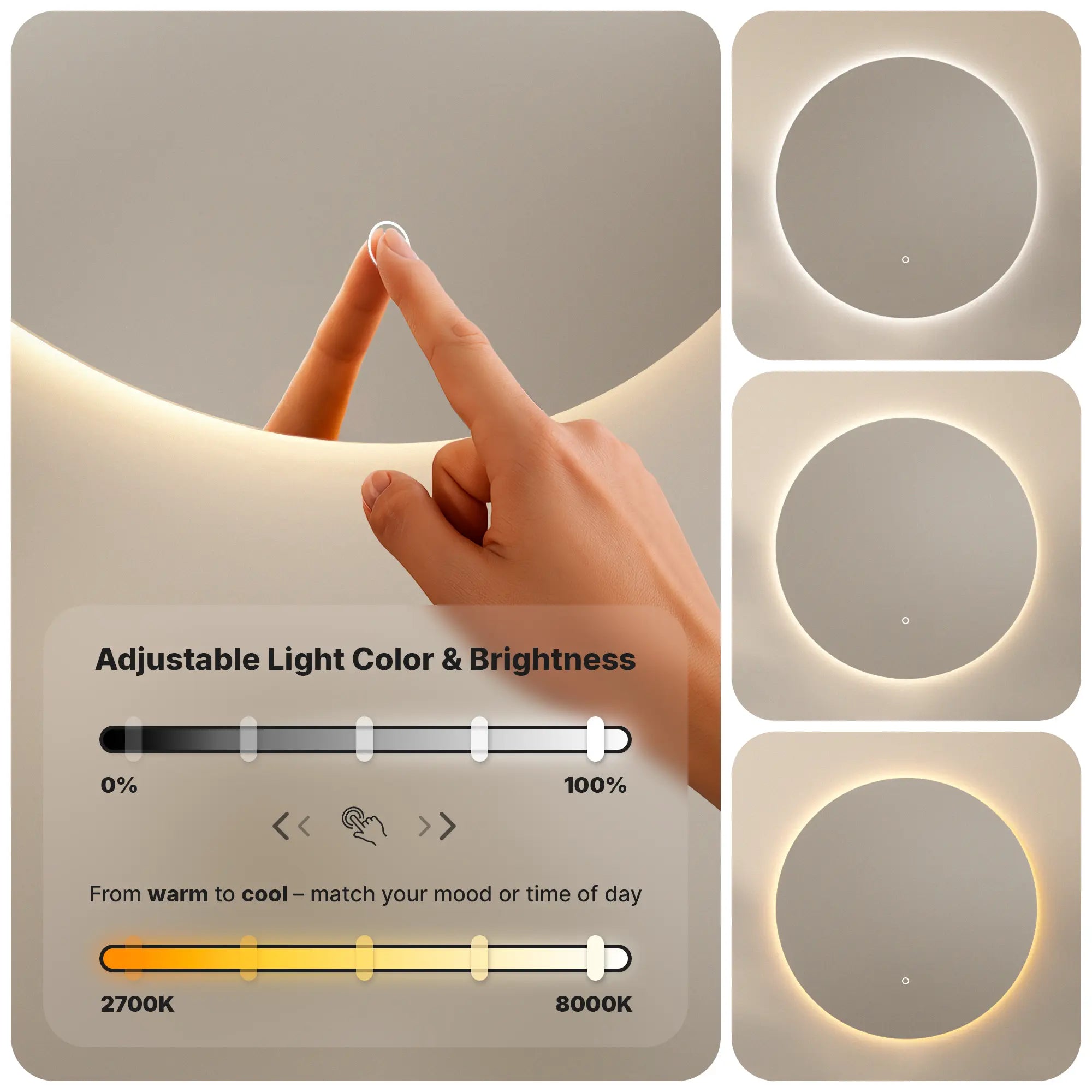 Miroir de salle de bain - 80cm - Sans cadre - Précommander