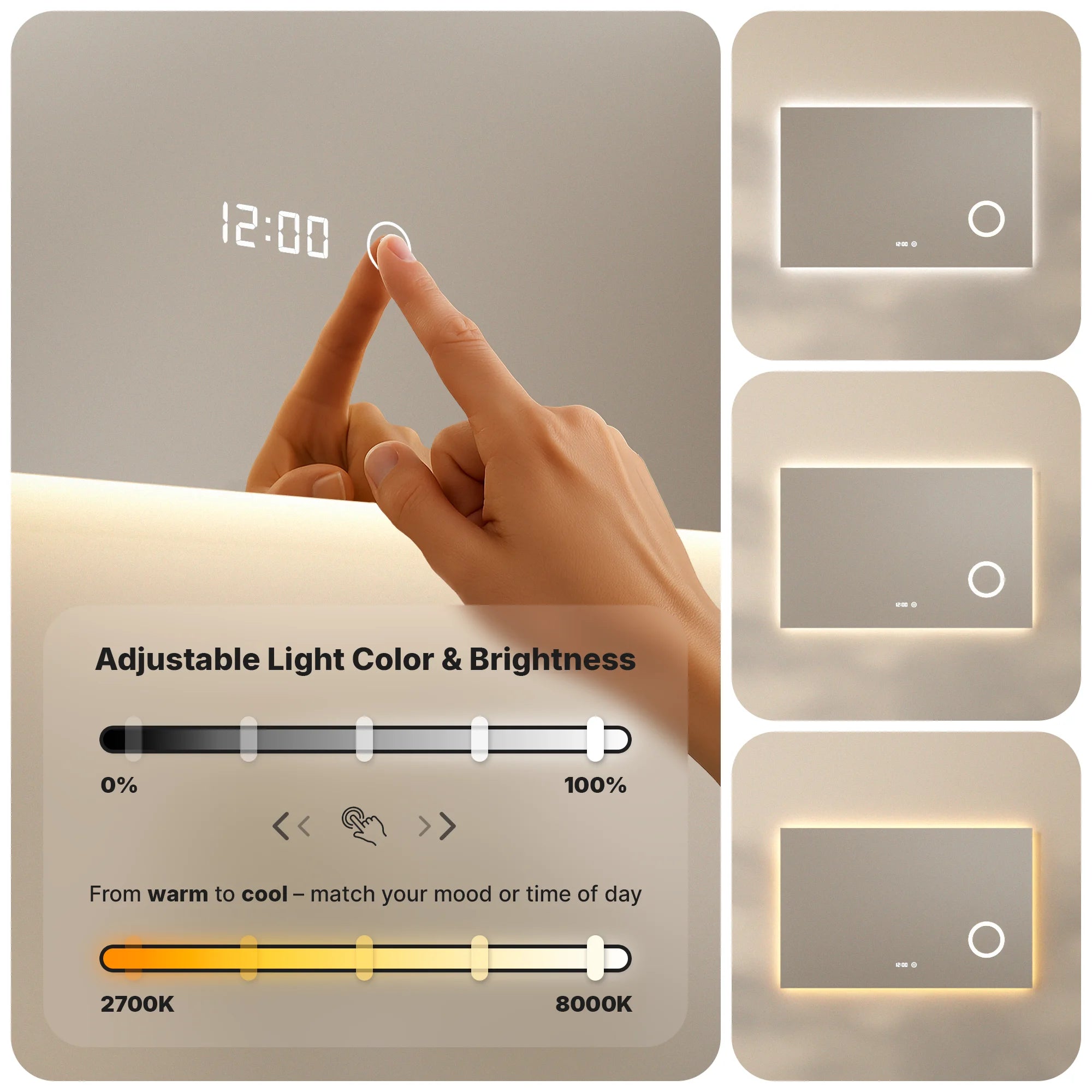 miroir de salle de bain - 120x60 cm - Rectangulaire - Sans Cadre