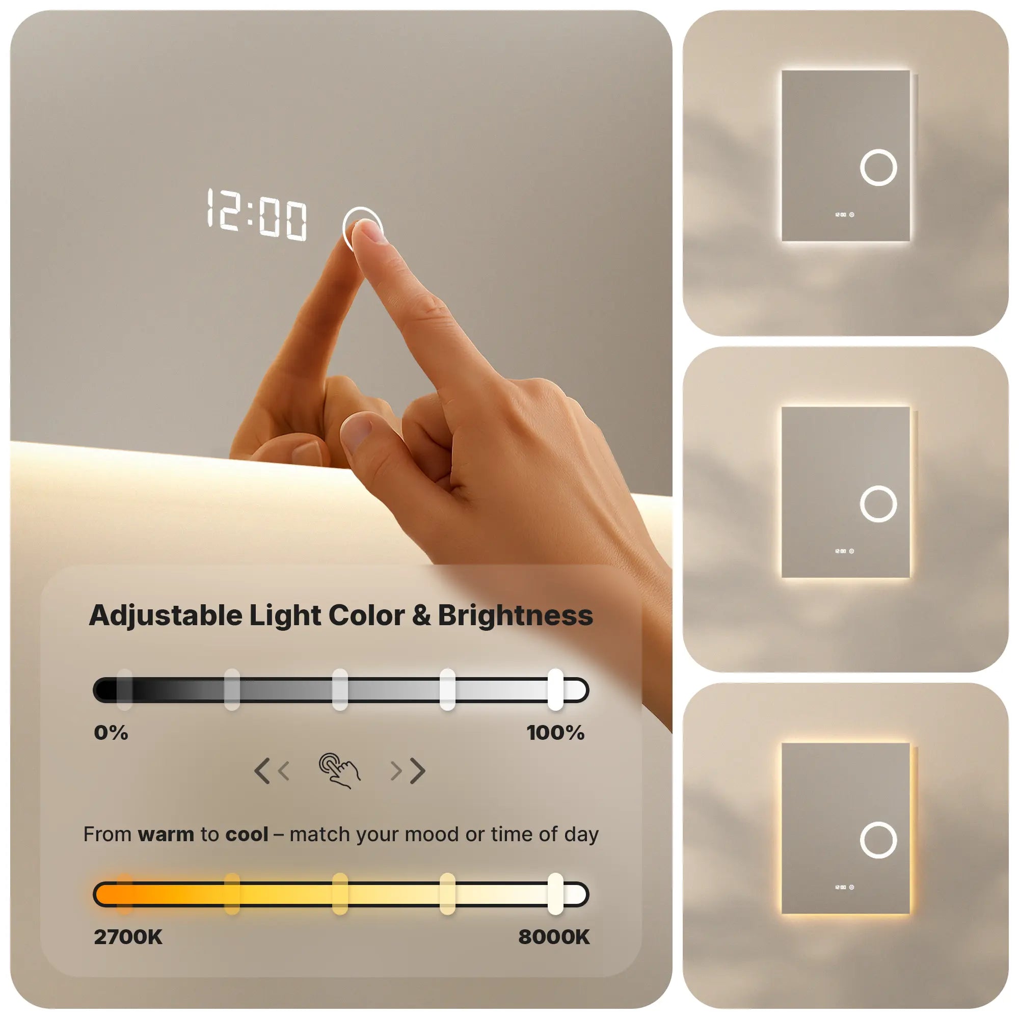 miroir de salle de bain - 60x80 cm - Rectangulaire - Sans Cadre